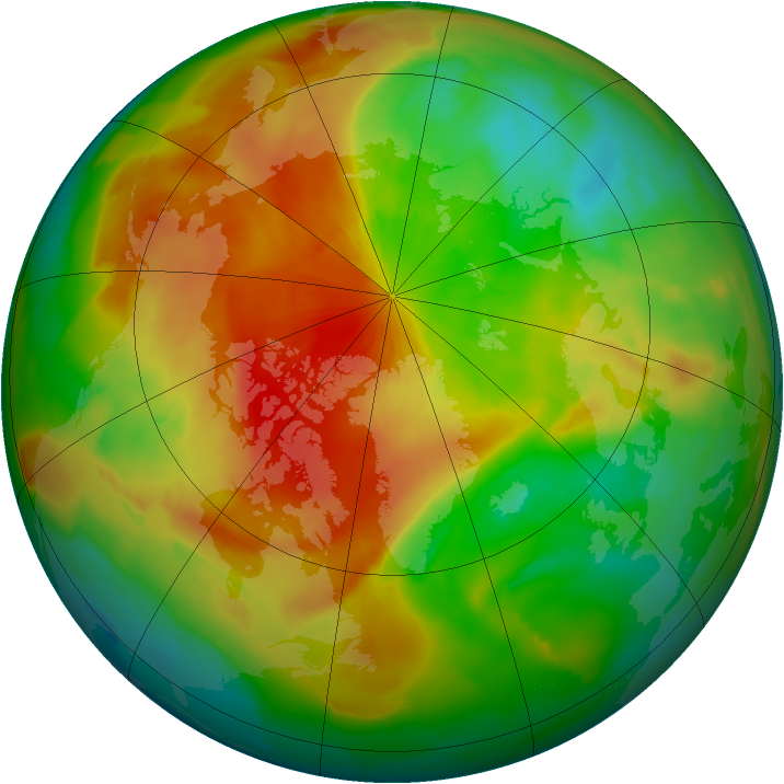Arctic ozone map for 08 April 2011